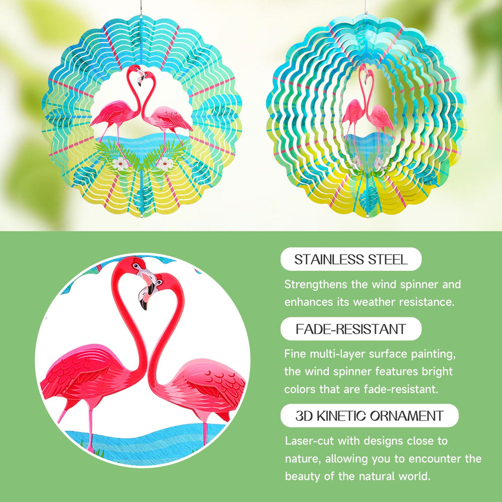 Incroyday laser-cut flamingo design wind spinner with crisp patterns