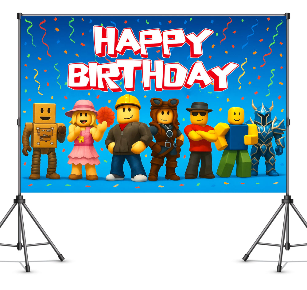 IndoTribe villager gaming graphic backdrop enhances the video game party atmosphere