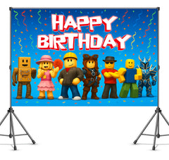 IndoTribe villager gaming graphic backdrop enhances the video game party atmosphere