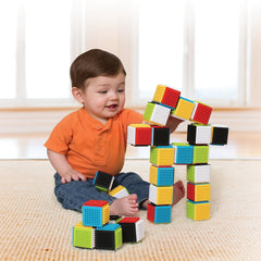 Infantino Press & Stay blocks showcase high-contrast colors and textures for sensory exploration.