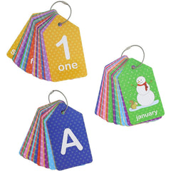 Infinite Curiosity laminated flash cards with numbers and letters on ring for portable learning