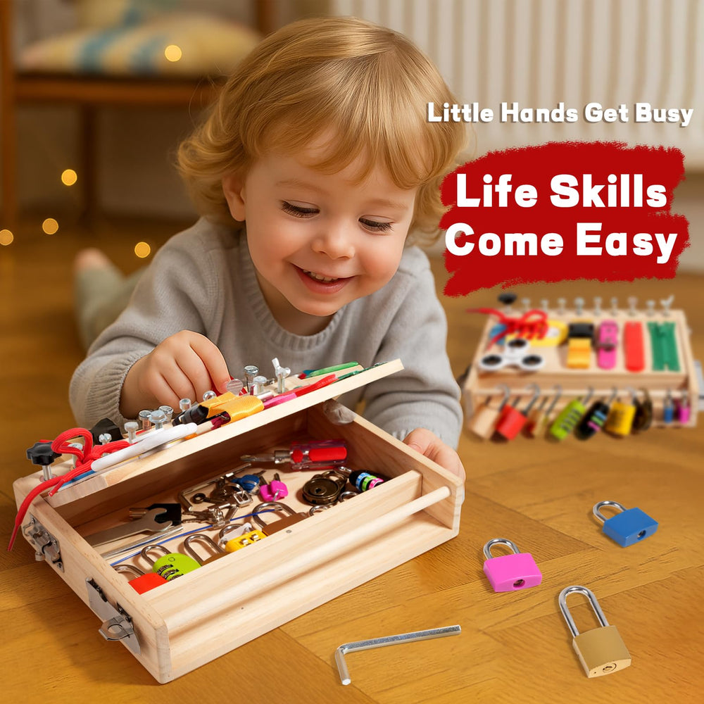 INIFEIDALA Busy Board keys and locks encourages problem solving and independent play.