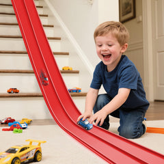 INKZOO Upgrade Flexible Race Track laid out for quick setup and instant racing fun.