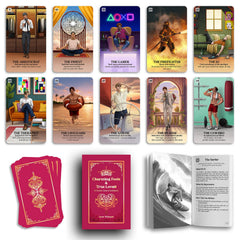 Inner Whispers Charming Fools card spread showcases layouts for reflections and conversations.
