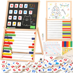 INNOCHEER 3 in 1 abacus and whiteboard for counting and drawing on a wooden frame