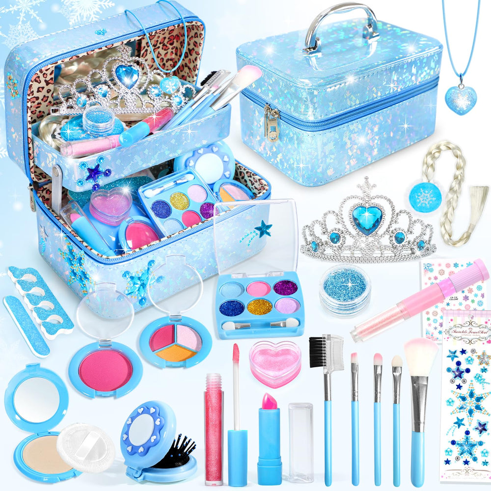 INNOCHEER kids makeup kit case open showing organized storage for mess-free play