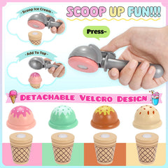 INNOCHEER wooden ice cream cones fit scoops for realistic shop scenes