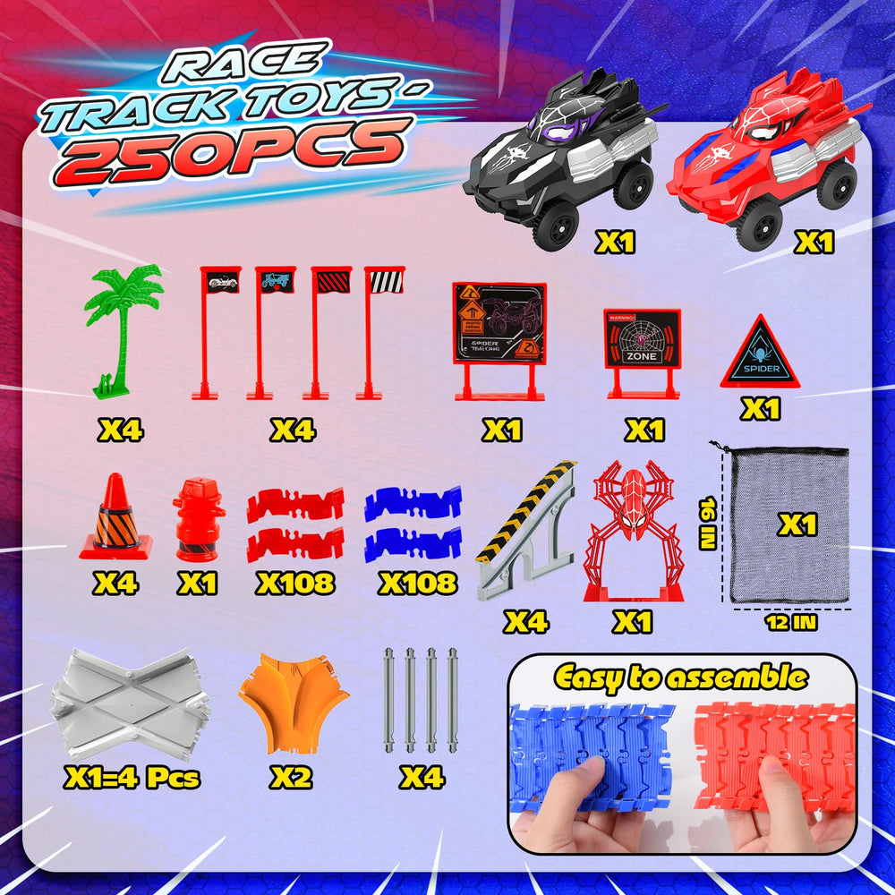 Innofans flexible track pieces form customizable layouts for kids' creative racing adventures.