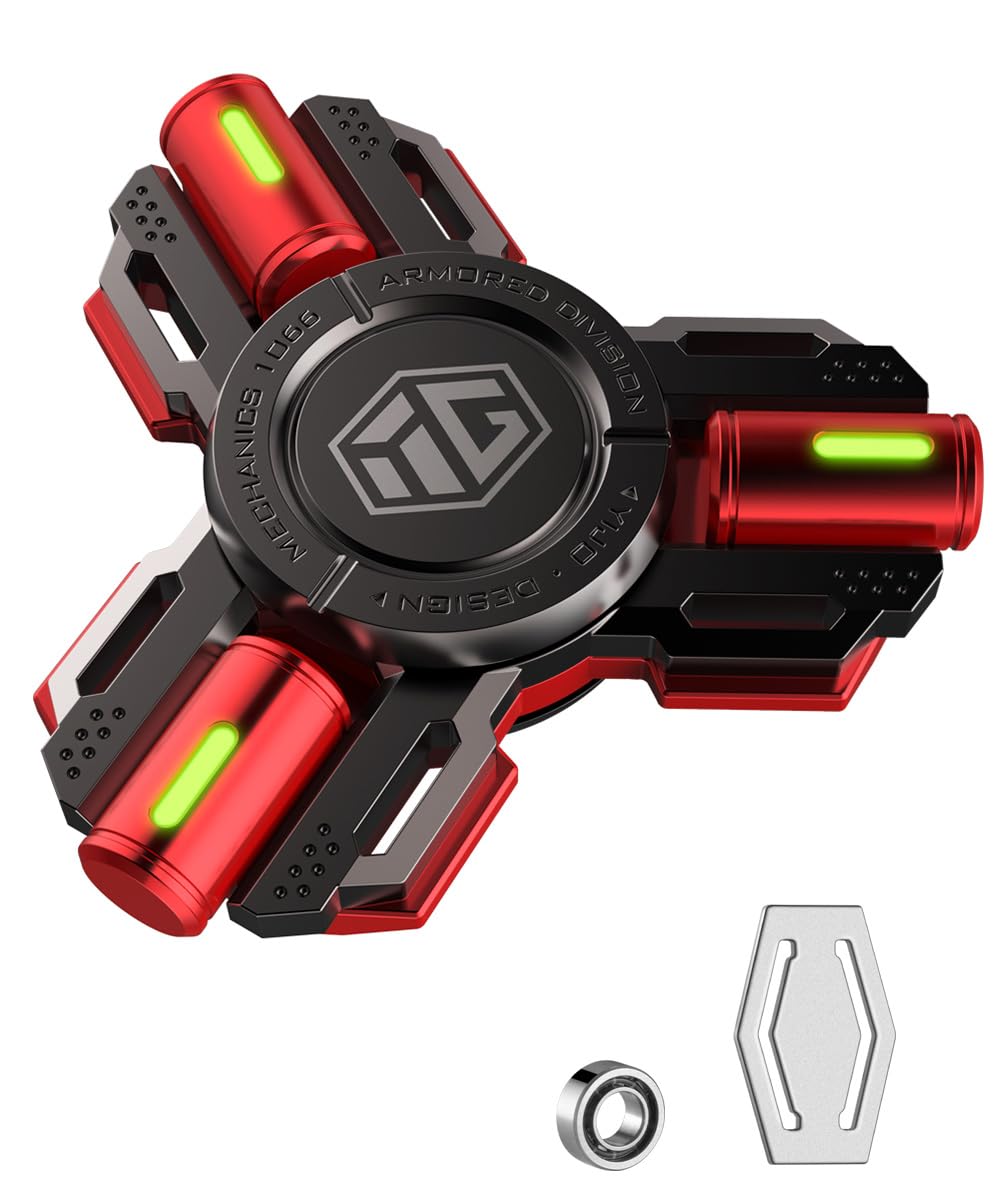 INNÔPLUS fidget spinner with metal body and luminous glow for easy focus.