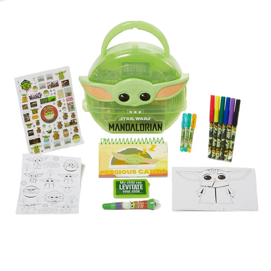 Innovative Designs Baby Yoda coloring activity set in a carrying case for travel art fun