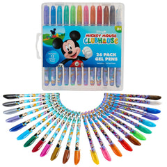 Innovative Designs Disney Mickey Mouse gel pens 24-pack with glitter for vibrant coloring.