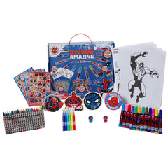 Innovative Designs Spider-Man coloring set pack shot with markers and crayons for creative kids.