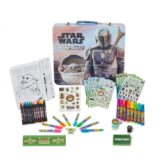 Innovative Designs Mandalorian Baby Yoda tin front with characters, ideal for travel art