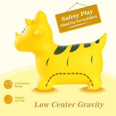 INPANY dinosaur hopper inflation valve close-up, easy to prepare before playtime.