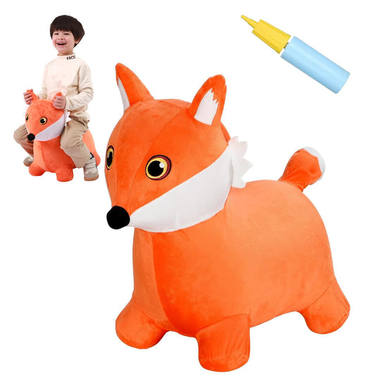 INPANY Fox Hopper toy side view; plush ride-on promoting balance and fun.