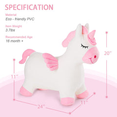 INPANY Unicorn Bouncy Horse Toy inflation valve detail for quick setup