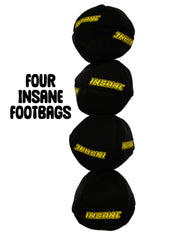 Insane footbag 8-panel synthetic suede exterior emphasizes durable construction for practice sessions