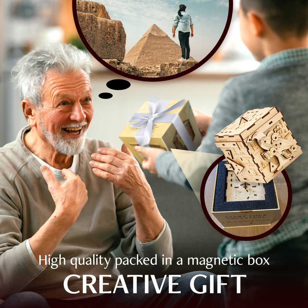 INSCAPE Pharaoh's Secret Puzzle Box gift packaging, ready for gifting and reuse