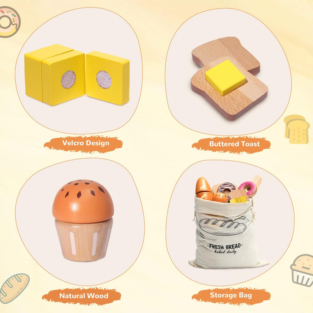 Inslat wooden bakery playset butter supports pretend kitchen prep