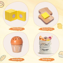 Inslat wooden bakery playset butter supports pretend kitchen prep