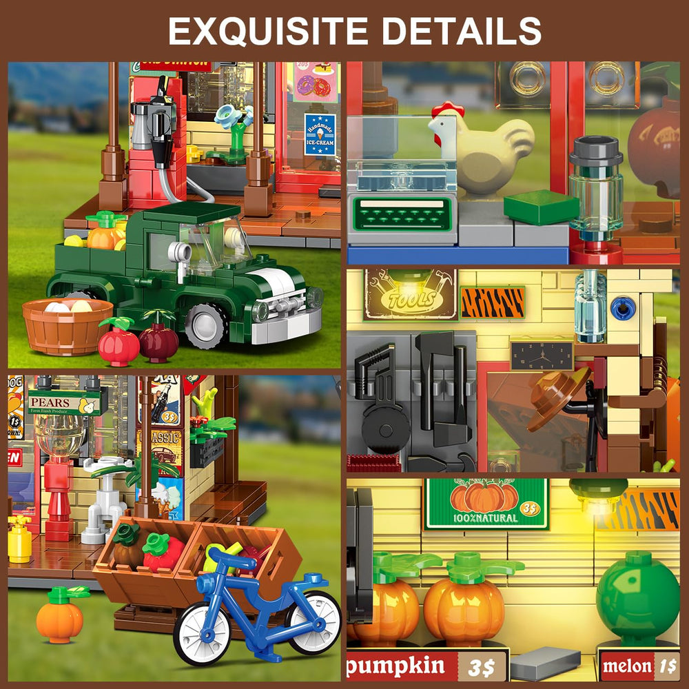 INSOON Country General Store green pickup truck with goods highlights a vibrant, collectible display.