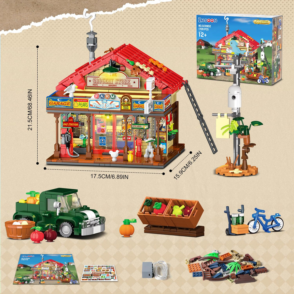 INSOON Country General Store interior shelves with produce and tools boosts authenticity.