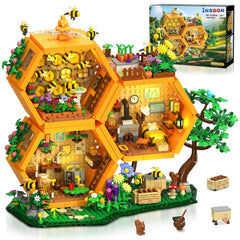 INSOON Farm Bee House with lights illuminates the model for display.
