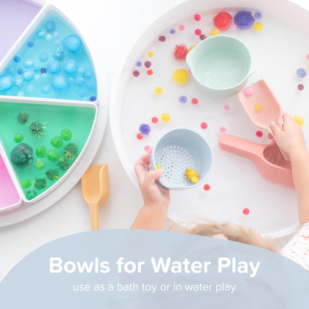 Inspire My Play green sieve supports organized sensory bin setups.