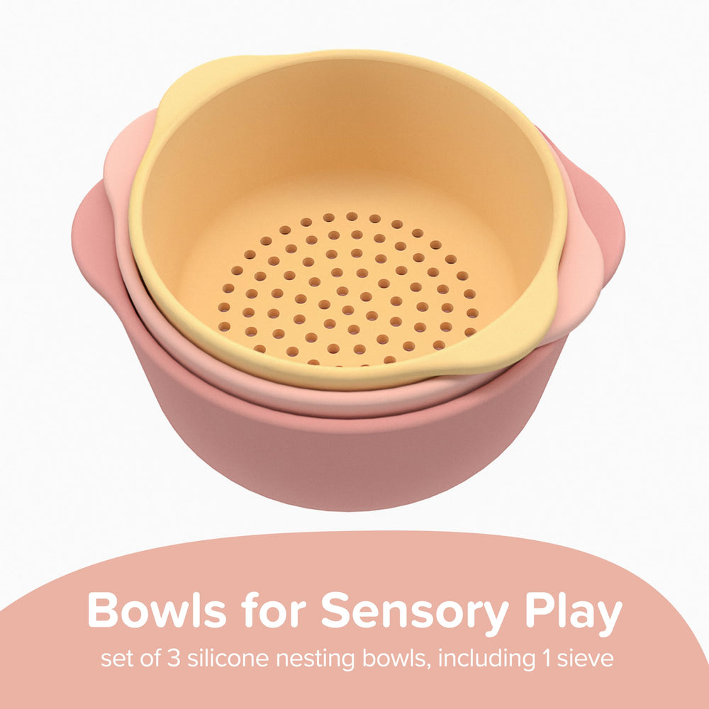 Inspire My Play coral sieve close-up showcasing BPA-free silicone quality.