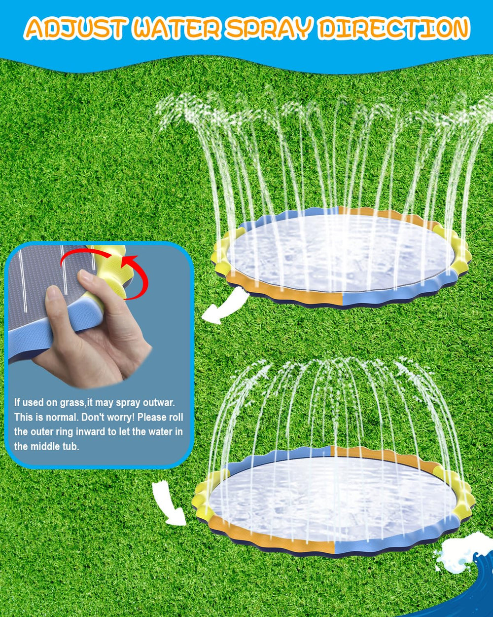 Instraella foldable splash pad stored easily after outdoor use