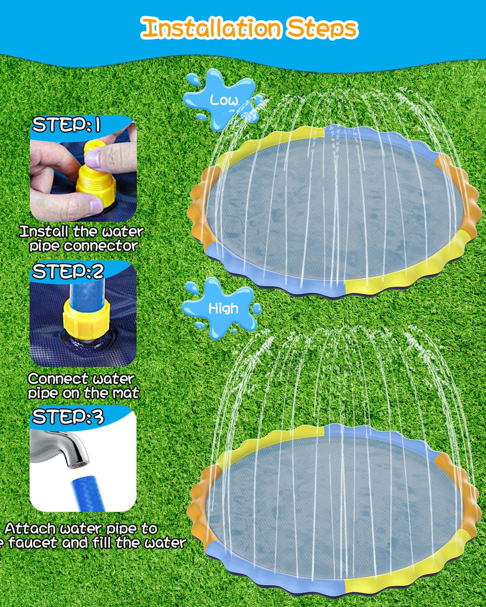 Instraella Splash Pad large 120-inch diameter offers space for kids and pets.