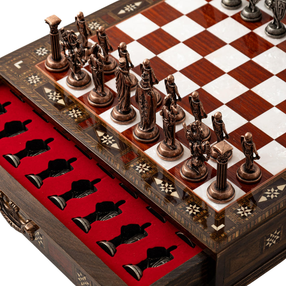 INTERIART luxury chess board in rose finish for elegant display and play