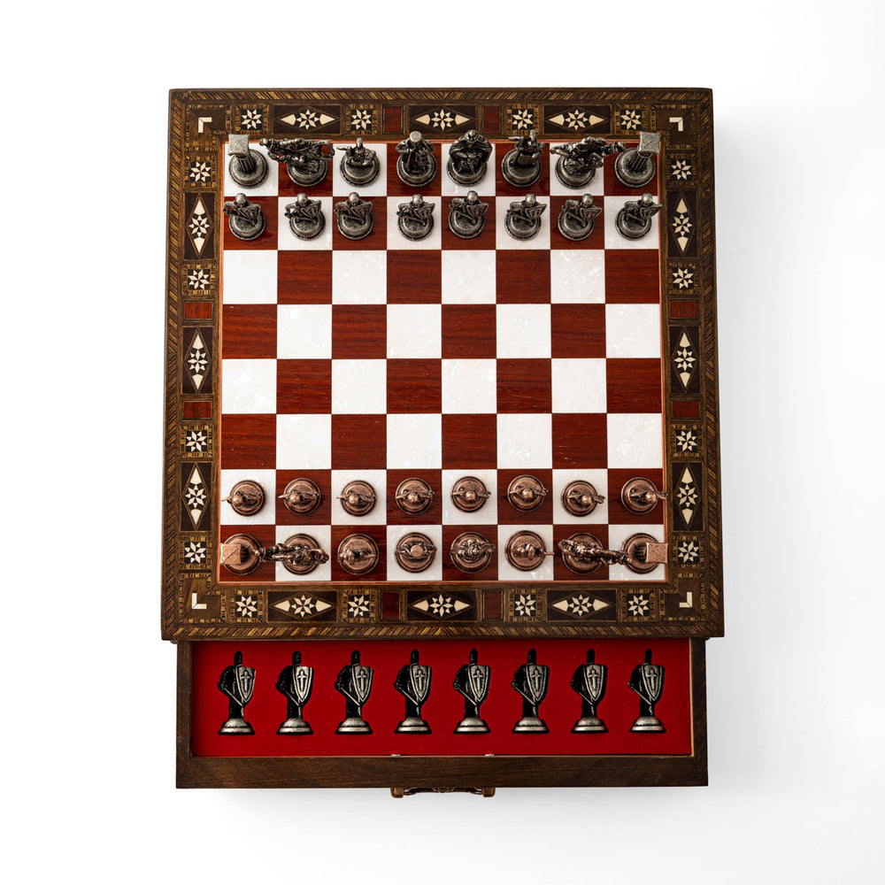 INTERIART rose finish chess set elevates decor and hobby