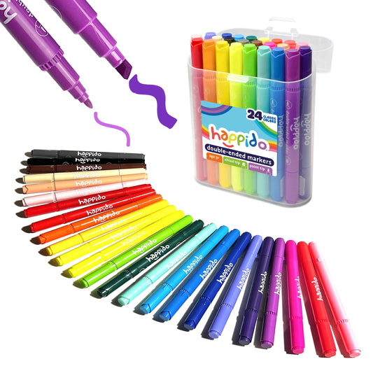 Happido 24 double-sided markers for bold kids' art projects.