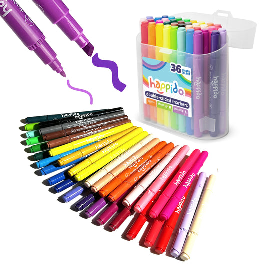 International Arrivals Happido 36 double-sided markers with case for versatile art projects.