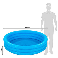 Intex Crystal Blue pool with 9-inch water depth ideal for toddler splash time.