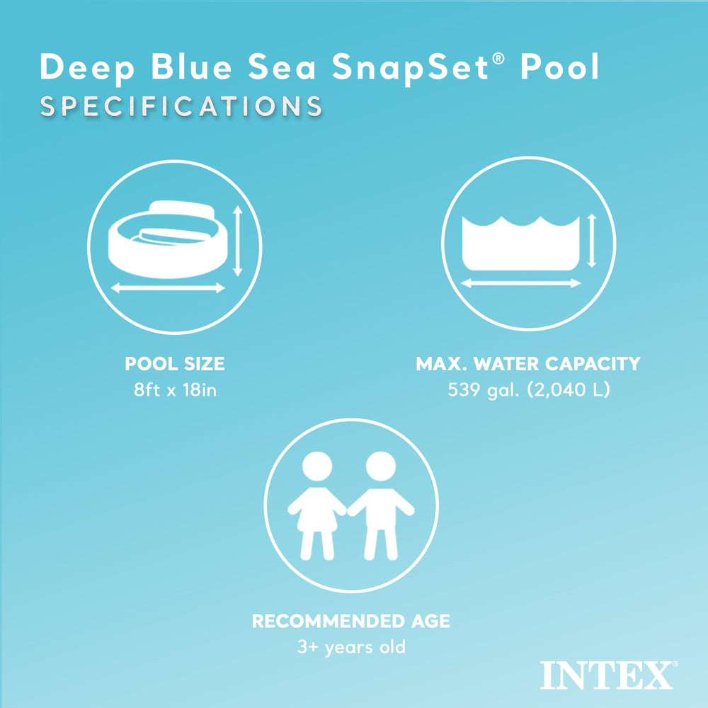 Intex Deep Sea Blue pool top edge showing quick snapset design for setup.
