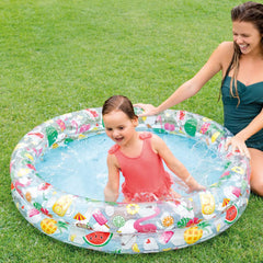Intex kiddie pool in assorted colors inviting kids to splash outside