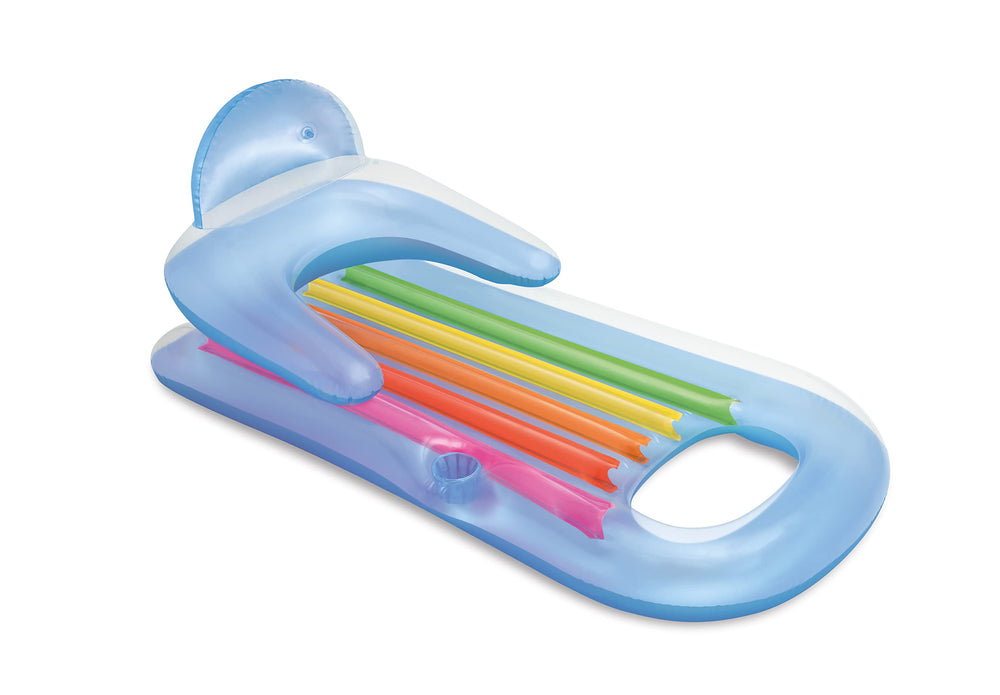 Intex King Kool Lounge top view with built-in drink holder for poolside refreshment