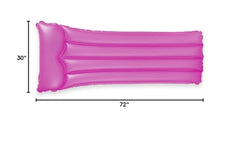 Intex Neon Frost Air Mat measures 72 x 30 inches for roomy lounging