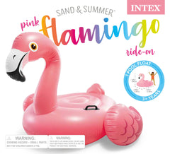 Intex Pink Flamingo pool float, close-up of handles and seams for durability.