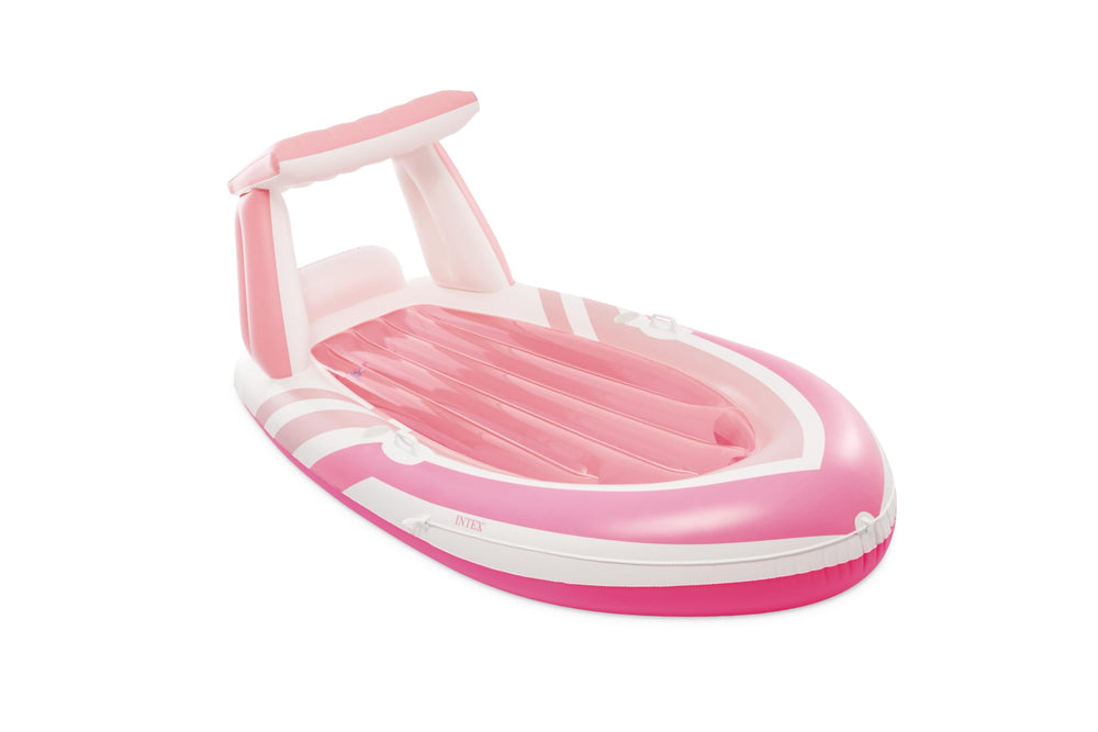 Intex Pink Paradise boat float ready for pool party use.