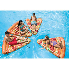 Intex Pizza Slice Mat's bright toppings print adds playful color to pool days.
