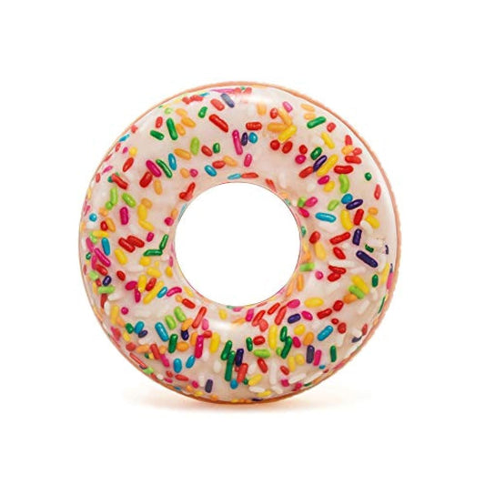 Intex Sprinkle Donut Tube front view with vibrant print, ideal for pool parties and sunny days.
