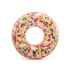 Intex Sprinkle Donut Tube front view with vibrant print, ideal for pool parties and sunny days.