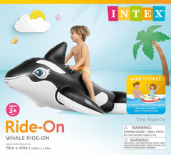 Intex Whale Inflatable Pool Float for ages 3+ supports gentle play.