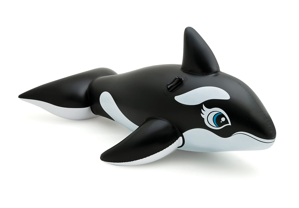 Intex Whale Inflatable Pool Float side view with secure handles for safe rides.