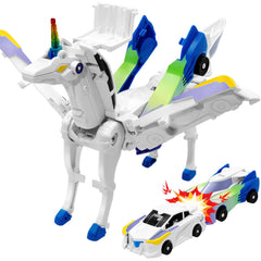 Intoypad Unicorn Collision Cars showing two toys transforming into a unicorn for imaginative play