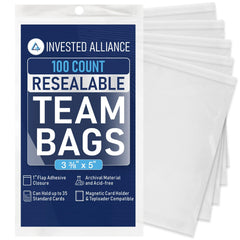 Invested Alliance resealable team bags for top loaders protect standard cards.