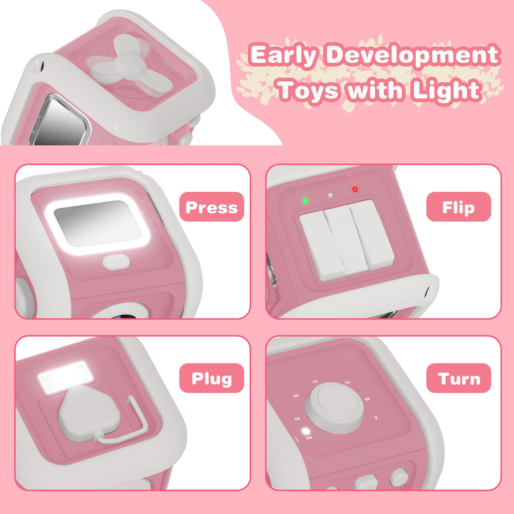 Inzerwudi Activity Cube Buttons Spinning: builds fine motor skills through hands-on activity